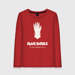 Лонгслив хлопковый женский Железные руки лого винтаж, цвет: красный