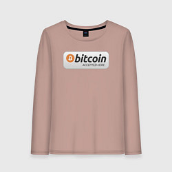 Лонгслив хлопковый женский Bitcoin Accepted Here Биткоин принимается здесь, цвет: пыльно-розовый