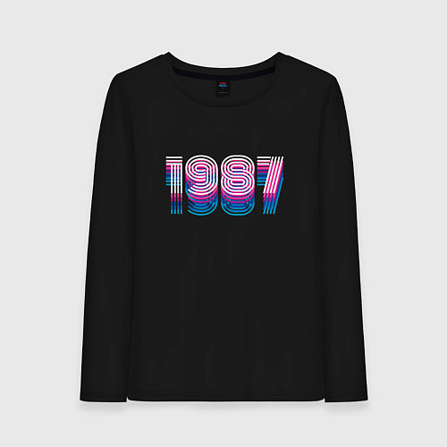 Женский лонгслив 1987 Год Ретро Неон / Черный – фото 1