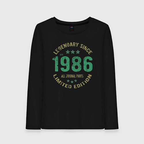 Женский лонгслив Легенда с 1986 года / Черный – фото 1
