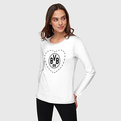 Лонгслив хлопковый женский Лого Borussia в сердечке, цвет: белый — фото 2