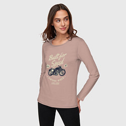 Лонгслив хлопковый женский Vintage Moto, цвет: пыльно-розовый — фото 2