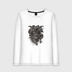 Лонгслив хлопковый женский Самурай Ирезуми, цвет: белый