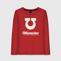 Лонгслив хлопковый женский Ультрамарины винтаж лого, цвет: красный