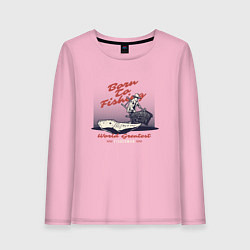 Лонгслив хлопковый женский Рожден рыбаком, цвет: светло-розовый