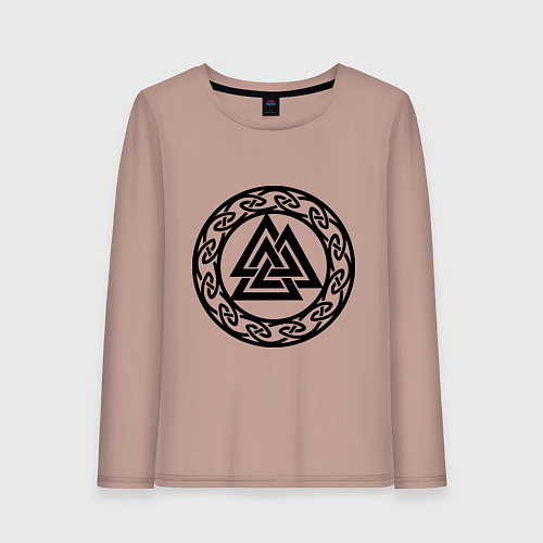 Женский лонгслив Валькнут - символ Одина / Пыльно-розовый – фото 1