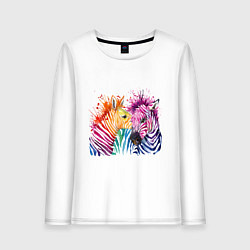 Лонгслив хлопковый женский Zebras, цвет: белый