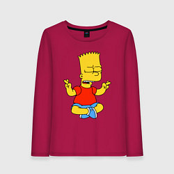 Лонгслив хлопковый женский Барт Симпсон - сидит со скрещенными пальцами, цвет: маджента