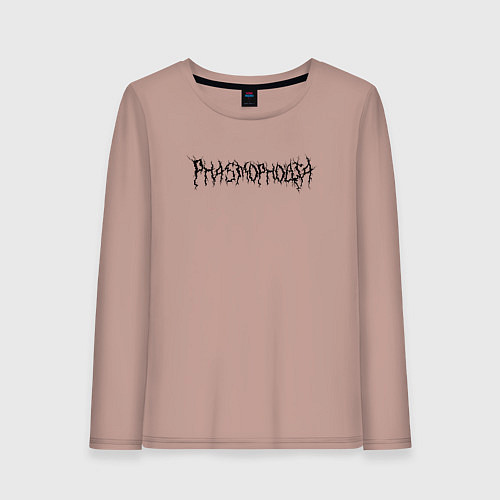 Женский лонгслив Phasmophobia чёрный текст / Пыльно-розовый – фото 1
