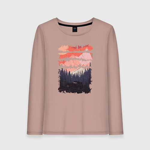 Женский лонгслив Бездорожье и закат / Пыльно-розовый – фото 1