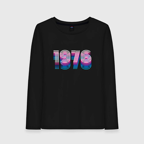 Женский лонгслив 1976 год retro neon / Черный – фото 1