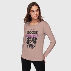 Лонгслив хлопковый женский Got the goose bumps?, цвет: пыльно-розовый — фото 2