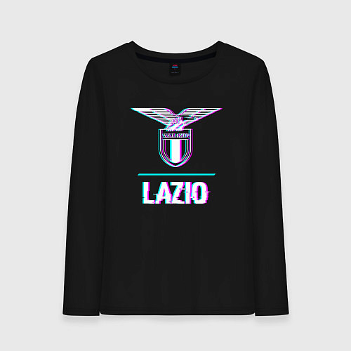 Женский лонгслив Lazio FC в стиле glitch / Черный – фото 1