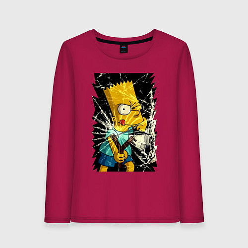 Женский лонгслив Барт Симпсон с рогаткой / Маджента – фото 1