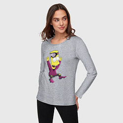 Лонгслив хлопковый женский Барт Симпсон в прыжке, цвет: меланж — фото 2