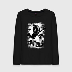 Лонгслив хлопковый женский Punk jump, цвет: черный