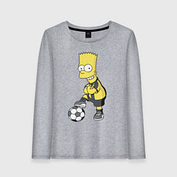 Лонгслив хлопковый женский Барт Симпсон - крутой футбольный форвард, цвет: меланж