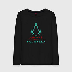 Лонгслив хлопковый женский Assassins Creed Valhalla - logo, цвет: черный