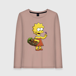 Лонгслив хлопковый женский Lisa Simpson с гусеницей на даче, цвет: пыльно-розовый