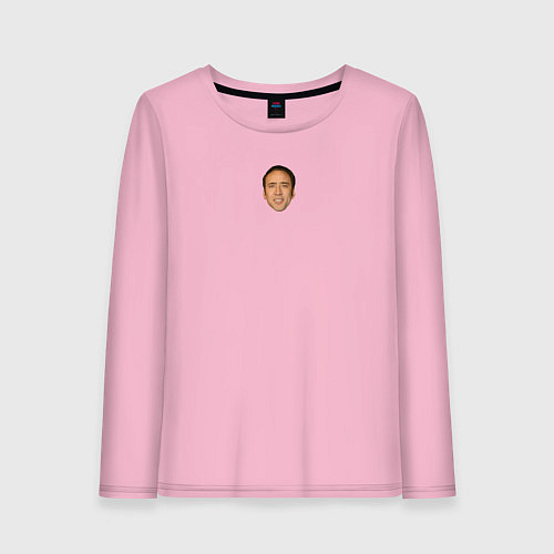Женский лонгслив Николас Кейдж - улыбка / Светло-розовый – фото 1