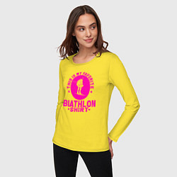 Лонгслив хлопковый женский Это моя любимая биатлонная футболка, цвет: желтый — фото 2