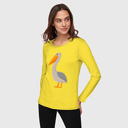 Лонгслив хлопковый женский Пеликан стоит и думает о жизни, цвет: желтый — фото 2