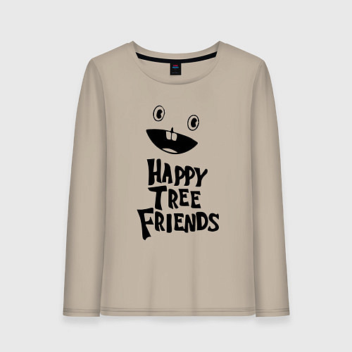 Женский лонгслив Happy Three Friends - LOGO / Миндальный – фото 1