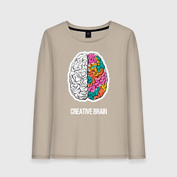 Лонгслив хлопковый женский Creative Brain, цвет: миндальный