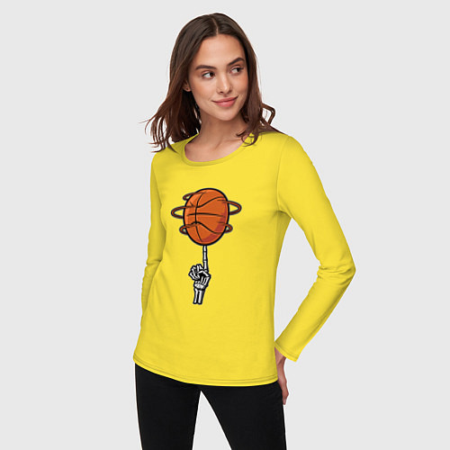 Женский лонгслив Баскетбольный мяч на костлявой руке / Желтый – фото 3