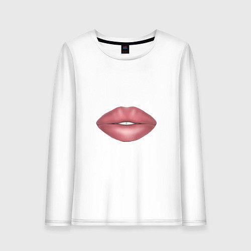 Женский лонгслив Губы нюд / Белый – фото 1
