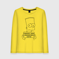 Лонгслив хлопковый женский Simpson, Bart, Springfield, 159736, цвет: желтый