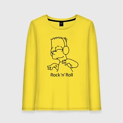 Лонгслив хлопковый женский Bart Simpson - Rock n Roll, цвет: желтый