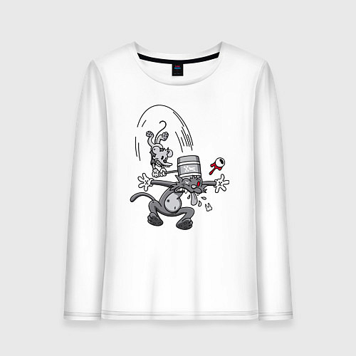 Женский лонгслив Щекотка бьёт по башке царапку / Белый – фото 1