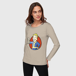 Лонгслив хлопковый женский Vault boy like, цвет: миндальный — фото 2