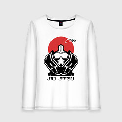 Лонгслив хлопковый женский Jiu Jitsu red sun logo, цвет: белый