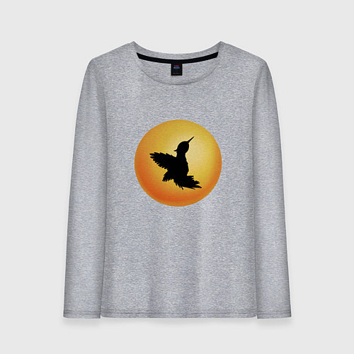 Женский лонгслив Птичка на фоне солнца / Меланж – фото 1
