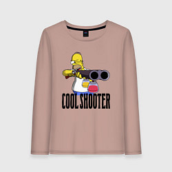 Лонгслив хлопковый женский Гомер Симпсон - крутой стрелок, цвет: пыльно-розовый