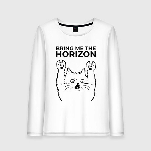 Женский лонгслив Bring Me the Horizon - rock cat / Белый – фото 1