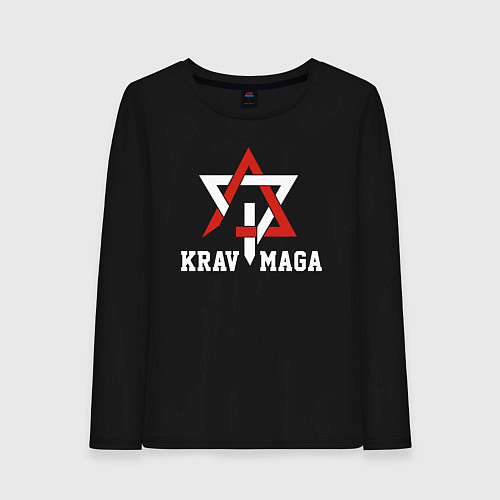 Женский лонгслив Krav-maga national wrestling emblem / Черный – фото 1