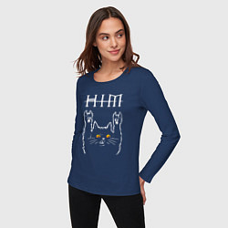Лонгслив хлопковый женский HIM rock cat, цвет: тёмно-синий — фото 2