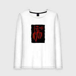 Лонгслив хлопковый женский Punk music girl, цвет: белый