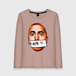 Лонгслив хлопковый женский My name is - Eminem, цвет: пыльно-розовый