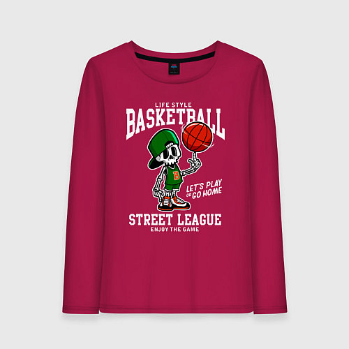 Женский лонгслив Баскетбол уличная лига / Маджента – фото 1
