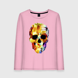 Лонгслив хлопковый женский Color skull - sketch, цвет: светло-розовый