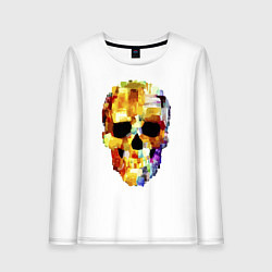 Лонгслив хлопковый женский Color skull - sketch, цвет: белый
