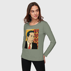 Лонгслив хлопковый женский Майкл кричит нееееет - Офис, цвет: авокадо — фото 2