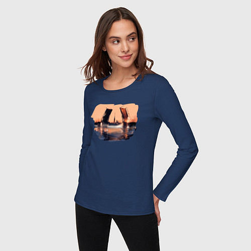 Женский лонгслив Закат в Питере / Тёмно-синий – фото 3