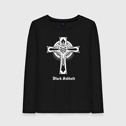 Лонгслив хлопковый женский Black sabbath крест, цвет: черный