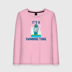 Лонгслив хлопковый женский Это плавание - скелет, цвет: светло-розовый