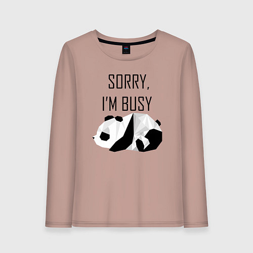 Женский лонгслив Извини я занят - панда / Пыльно-розовый – фото 1